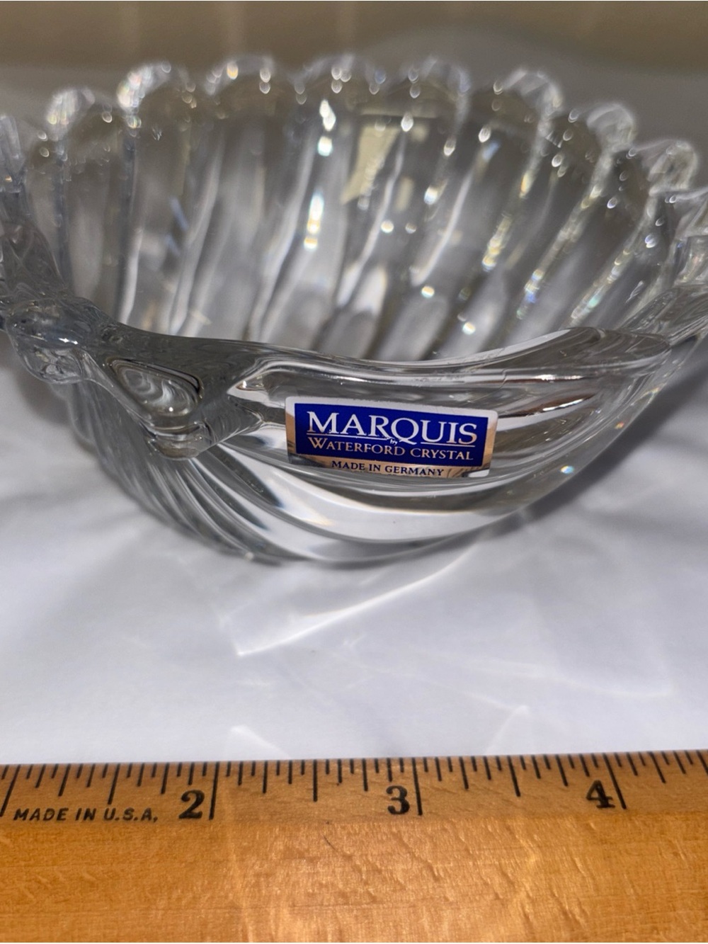 Marquise Waterford Clear Crystal shell Fluted trinket dish